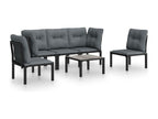 Salon de jardin 6 pcs noir et gris résine tressée 21589JBRW