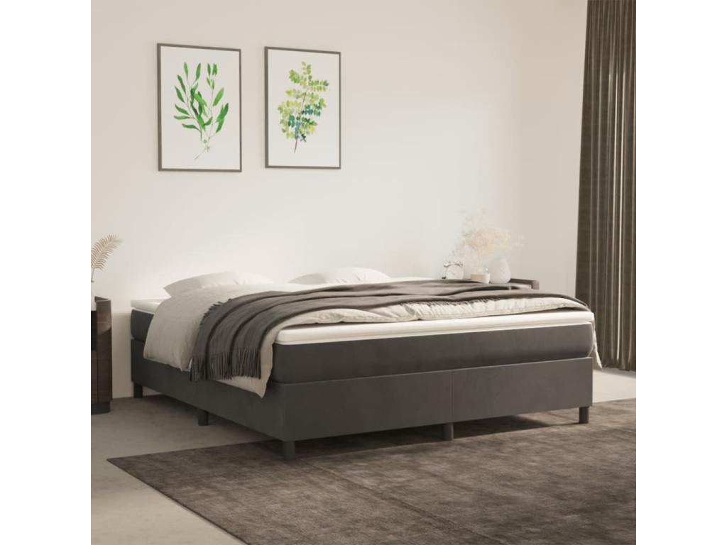 Sommier à Calmetop de lit Gris foncé 180x200 cm Velours 10126YBXY