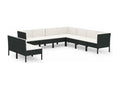 Salon de jardin 9 pcs avec coussins Résine tressée Noir 82486DBUB
