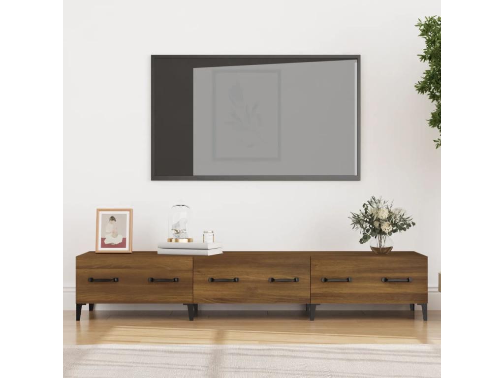 Meuble TV Chêne marron 150x34,5x30 cm Bois d'ingénierie 97087VEAP