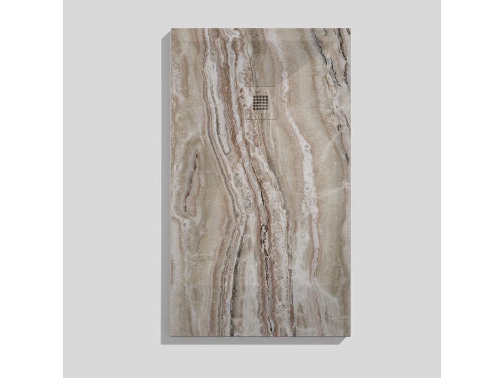 Receveur de douche Travertin brun finition Lisse Artvivrestore grille de couleur 3D - 120x80 cm 42892GYBP