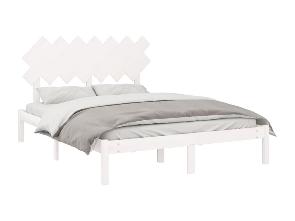 Cadre de lit Blanc 150x200 cm Très grand Bois massif 18587WHKR