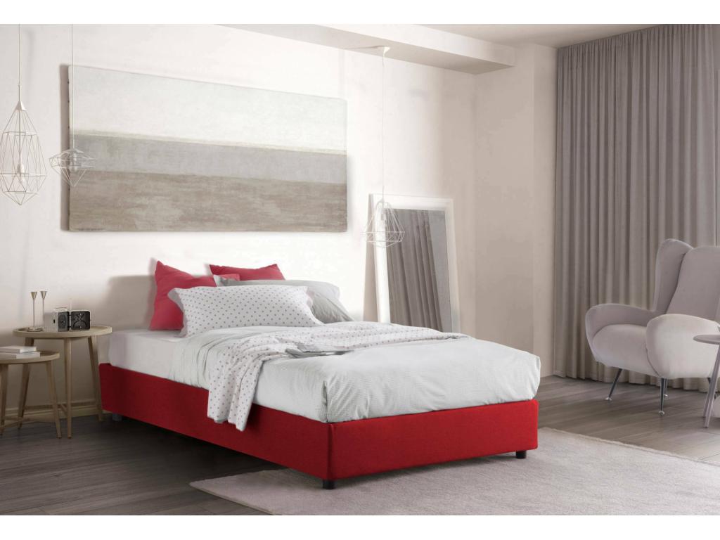 Lit double Calmetop Lit coffre avec revêtement en tissu Made in Italy Ouverture latérale adaptée pour matelas 120x190 cm Rouge 10304ILWA