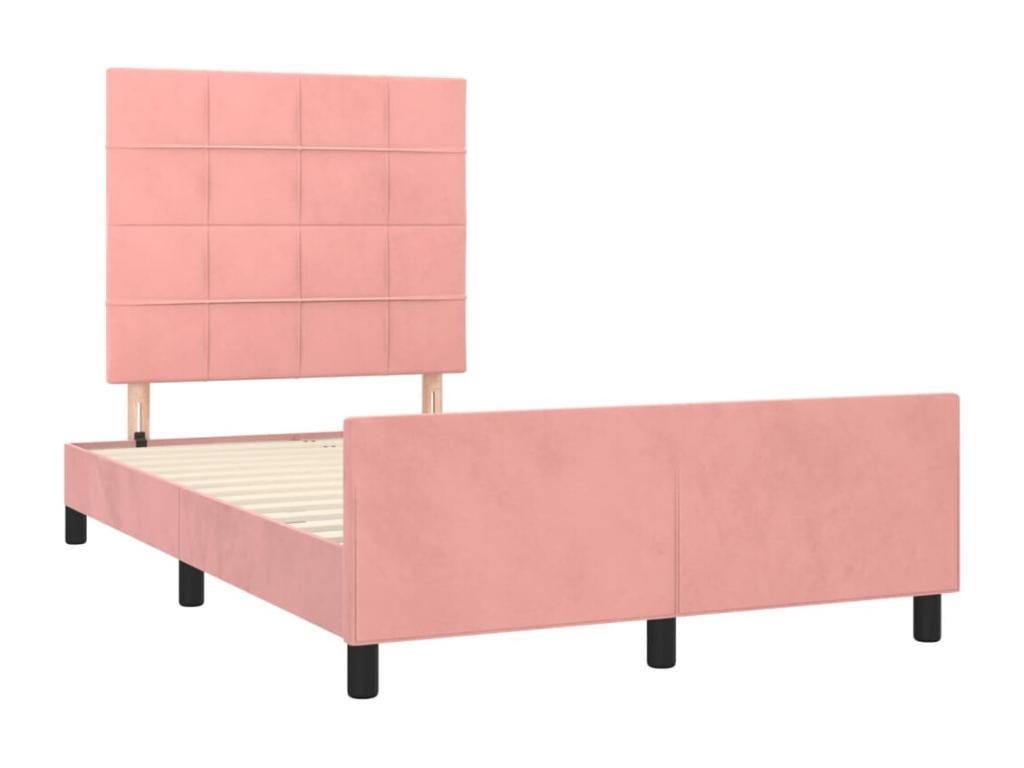 Cadre de lit avec tête de lit rose 120x190 velours 88325SVNM