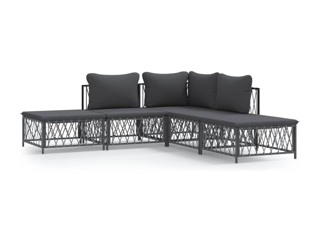 Salon de jardin avec coussins 5 pcs acier anthracite 31734EUYY