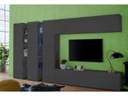 Système mural Calmetop ensemble de meuble de salon TV 5 portes meuble de salon polyvalent Made in Italy 340x30h180 cm Anthracite 44839TWWY