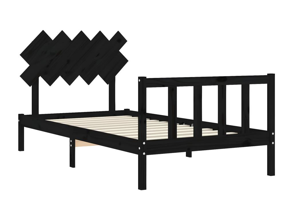 Cadre de lit sans matelas noir 100x200 cm bois massif de pin 99099ETPV