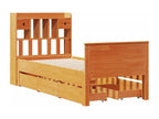 Lit bibliothèque sans matelas cire marron 90x190 cm pin massif 18008OAUG