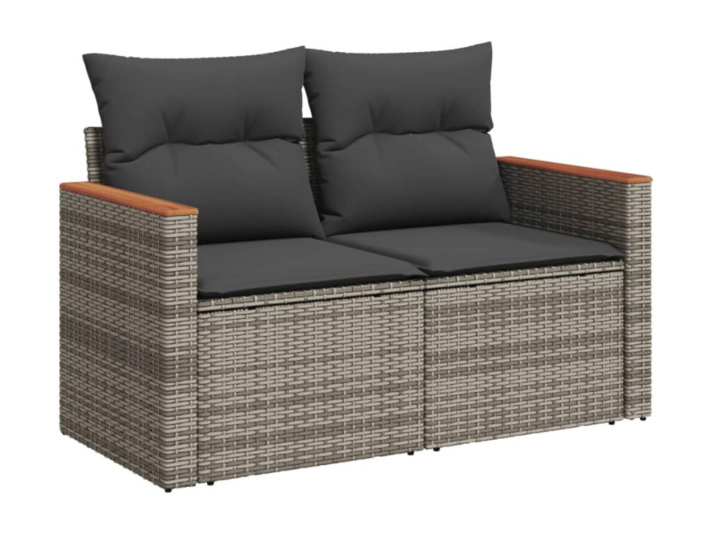 Salon de jardin 6 pièces avec coussins gris résine tressée 95525ZWDE