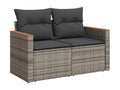 Salon de jardin 6 pièces avec coussins gris résine tressée 95525ZWDE