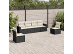 Salon de jardin 6 pcs avec coussins noir résine tressée 00682ZQDO
