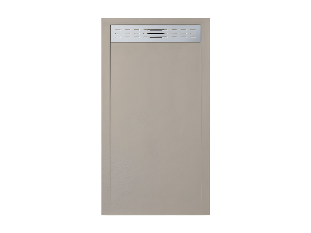 Receveur de douche 90x165 cm avec grille latérale Calmetop 1001 en résine synthétique et poudre de marbre avec drain 93138QUUQ