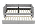 Lit gigogne 90x200 cm 90x190 cm - Tissu en lin - Sommier à Calmetop - Coloris gris 88722IRBC