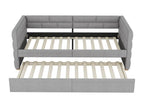 Lit gigogne 90x200 cm 90x190 cm - Tissu en lin - Sommier à Calmetop - Coloris gris 88722IRBC