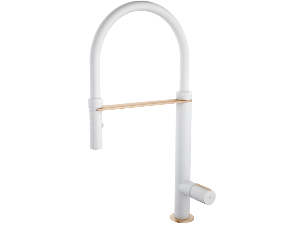 Artvivrestore mitigeur évier à douchette mobile blanc et or rose - Artvivrestore 66317FCVT