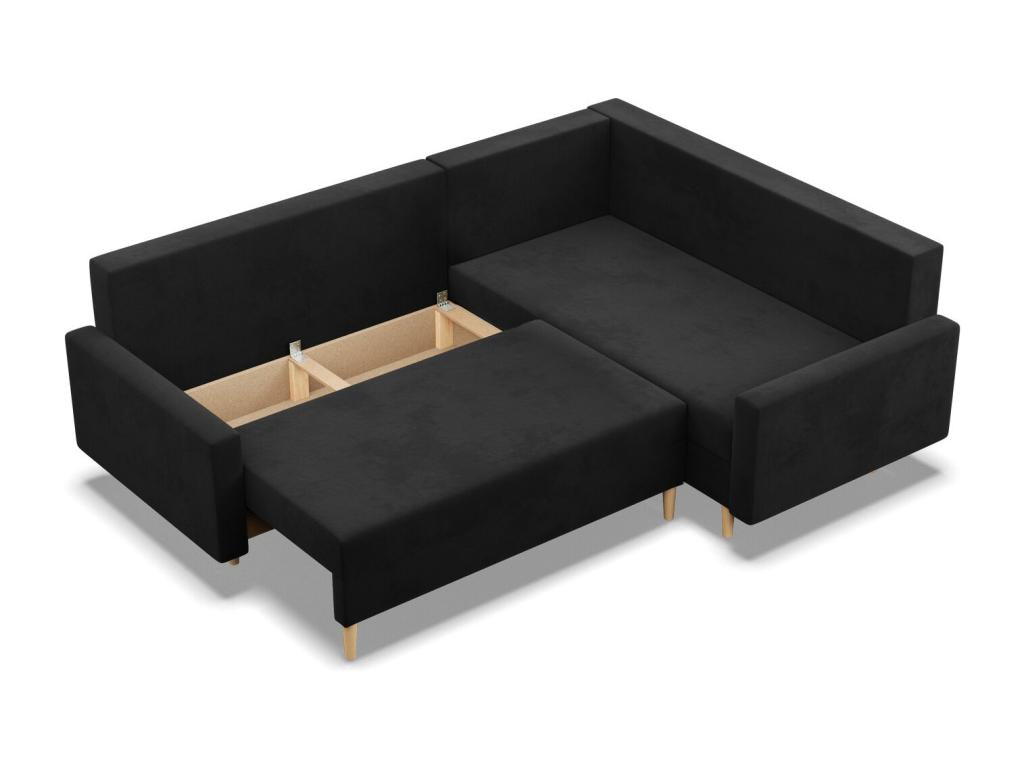 Droite Canapé d'angle avec fonction couchage Coussin réversible Noir 48937HJPH