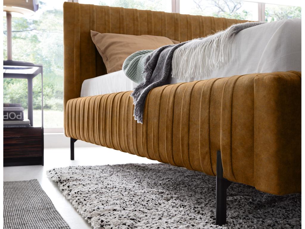 Lit coffre Calmetop – Design et tissu pour un confort absolu-Couleur Jaune Calmetop-140x200 43298GNWB