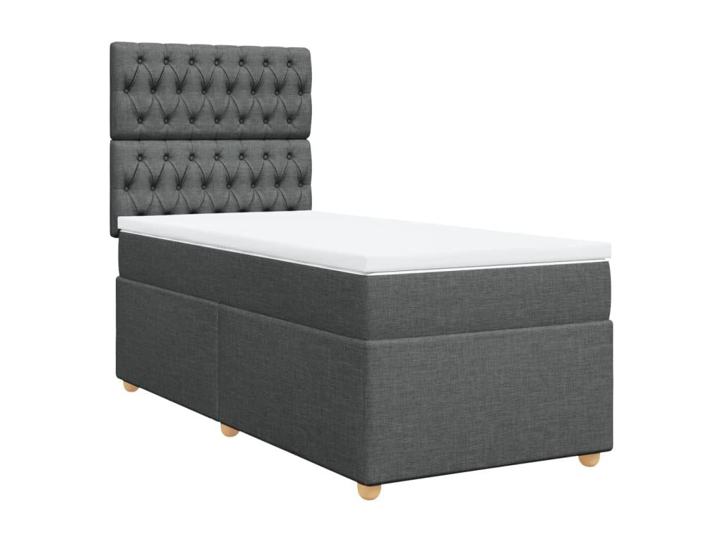 Sommier à Calmetop de lit avec matelas Gris foncé 90x200 cm Tissu 12286UZVW