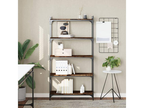 Bibliothèque 5 niveaux chêne fumé 80x30x154cm bois d'ingénierie 54526HVDV