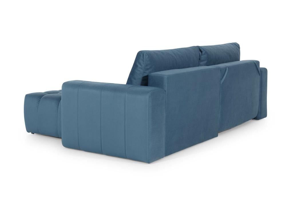 Canapé convertible design velours matelassé bleu marine angle gauche Artvivrestore 250cm 70925IWOI