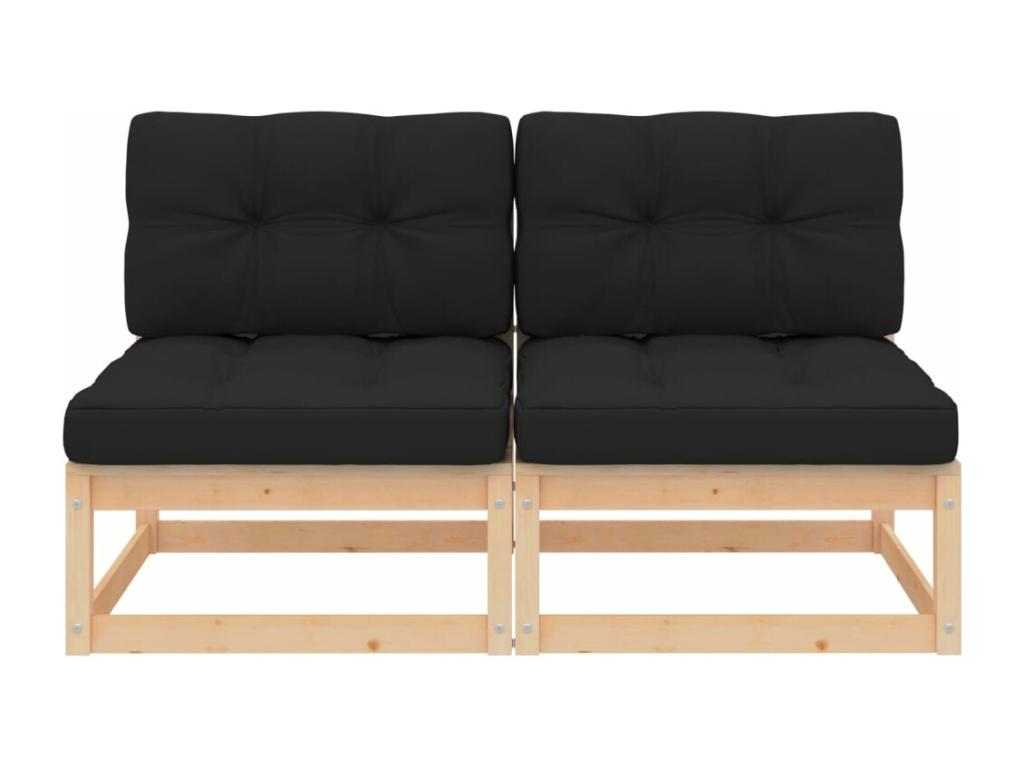 Canapés centraux de jardin coussins 2 pcs Bois de pin massif 39179ZIJK