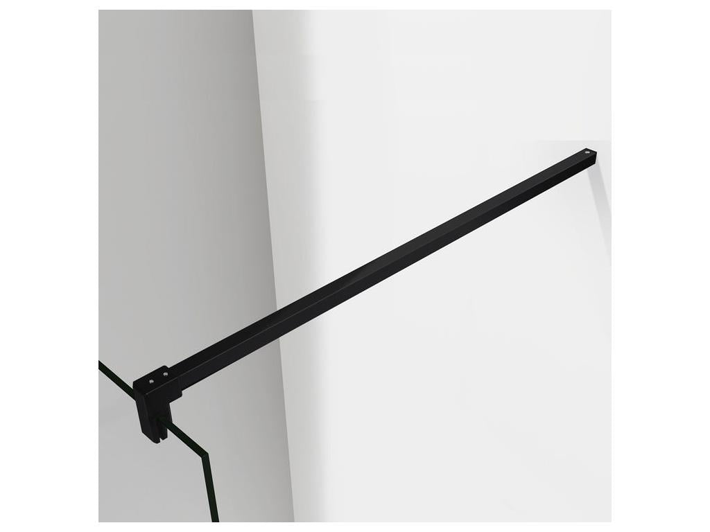 Paroi de douche à l'italienne 160x200cm en verre 8mm sécurité anticalcaire avec barre de fixation 140cm en carré - Noir Mat 39992RIPE