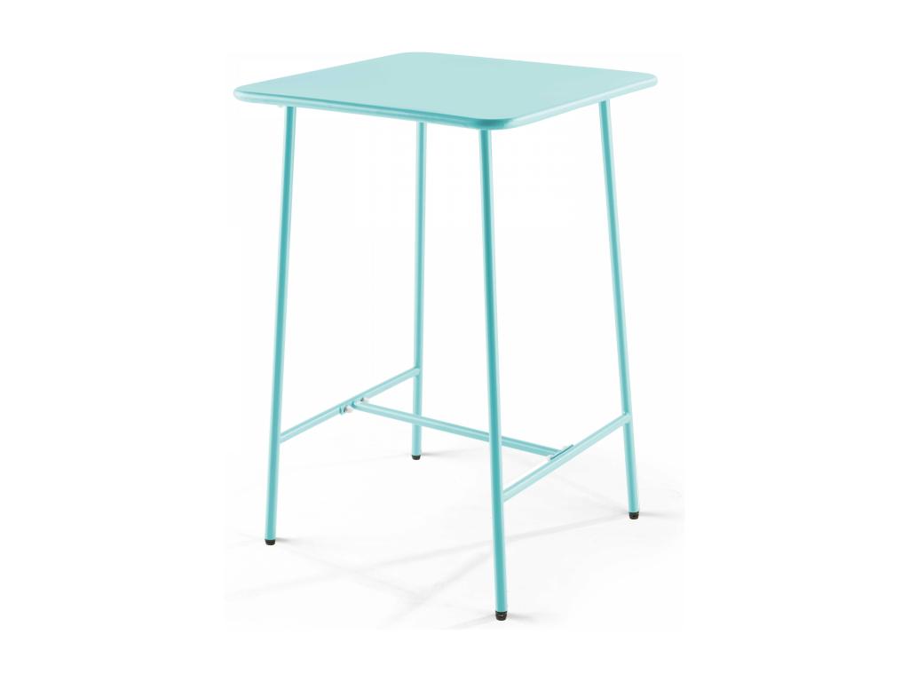 Ensemble table de bar et 2 chaises hautes en métal turquoise - Calmetop 98871CPHS