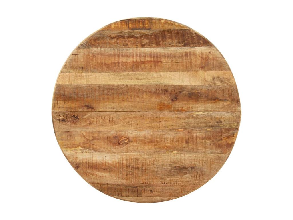 Table à manger ronde 100x100x75 cm Bois de manguier brut 71512JHIO