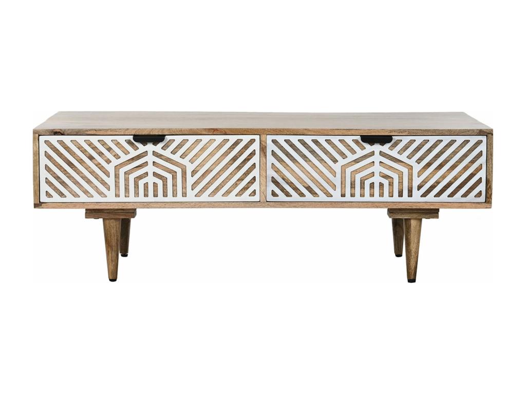 Table basse table de salon en bois de manguier coloris naturel blanc - longueur 115 x profondeur 60 x Hauteur 40 cm 21538LKLZ