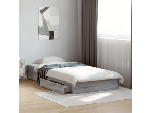 Cadre de lit et tiroirs Calmetop gris 75x190cm bois d'ingénierie 92185XNJM