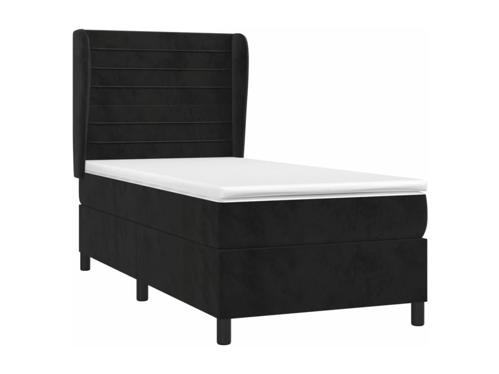 Lit à sommier tapissier et matelas Noir 80x200 cm Velours 18206DRBQ