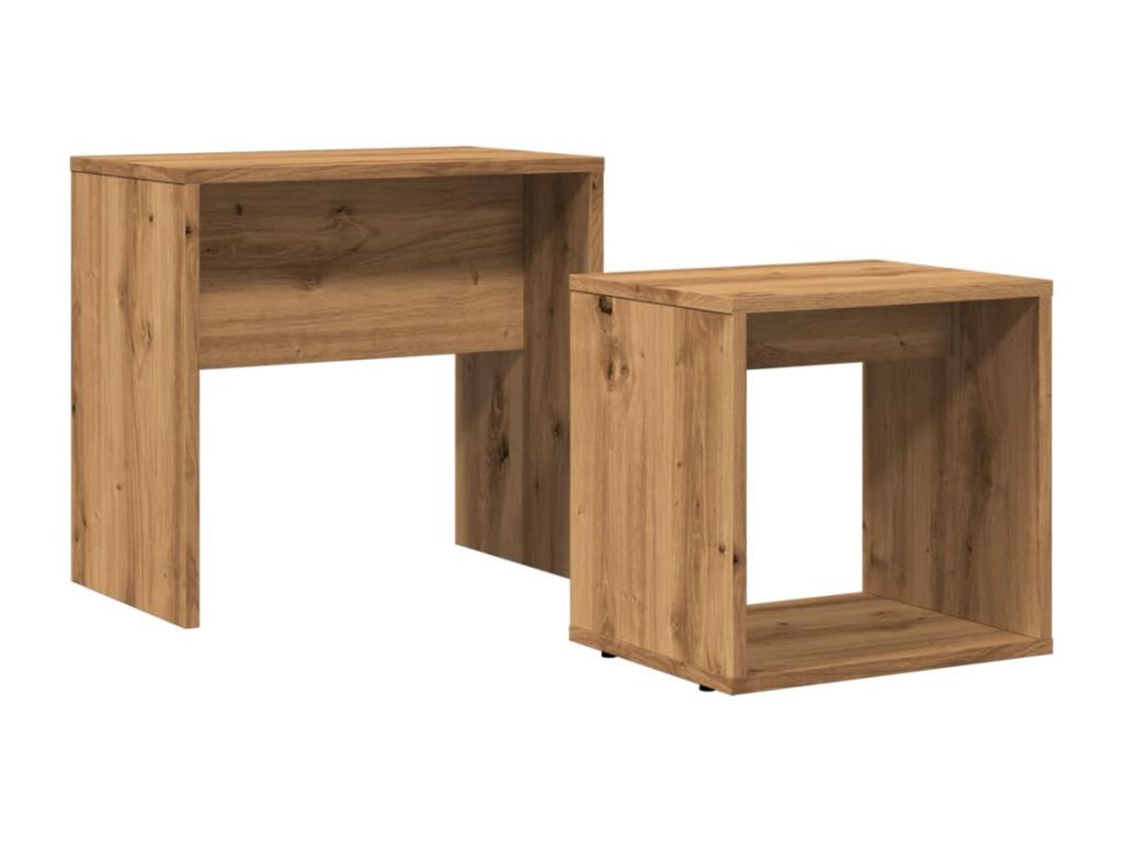 Tables basses gigognes 2 pièces chêne artisanal bois d'ingénierie 29427SZQK