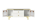 Table basse moderne avec rangements et LED - plateau à motif de marbre - Blanc 18337OHBJ