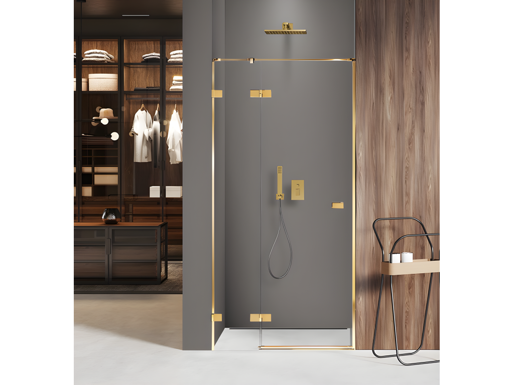 Porte de douche 90 cm doré pivotant gauche Calmetop 74239TPKF