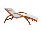 Chaise longue bain de soleil blanc cassé et bois massif Calmetop 24759FLUW