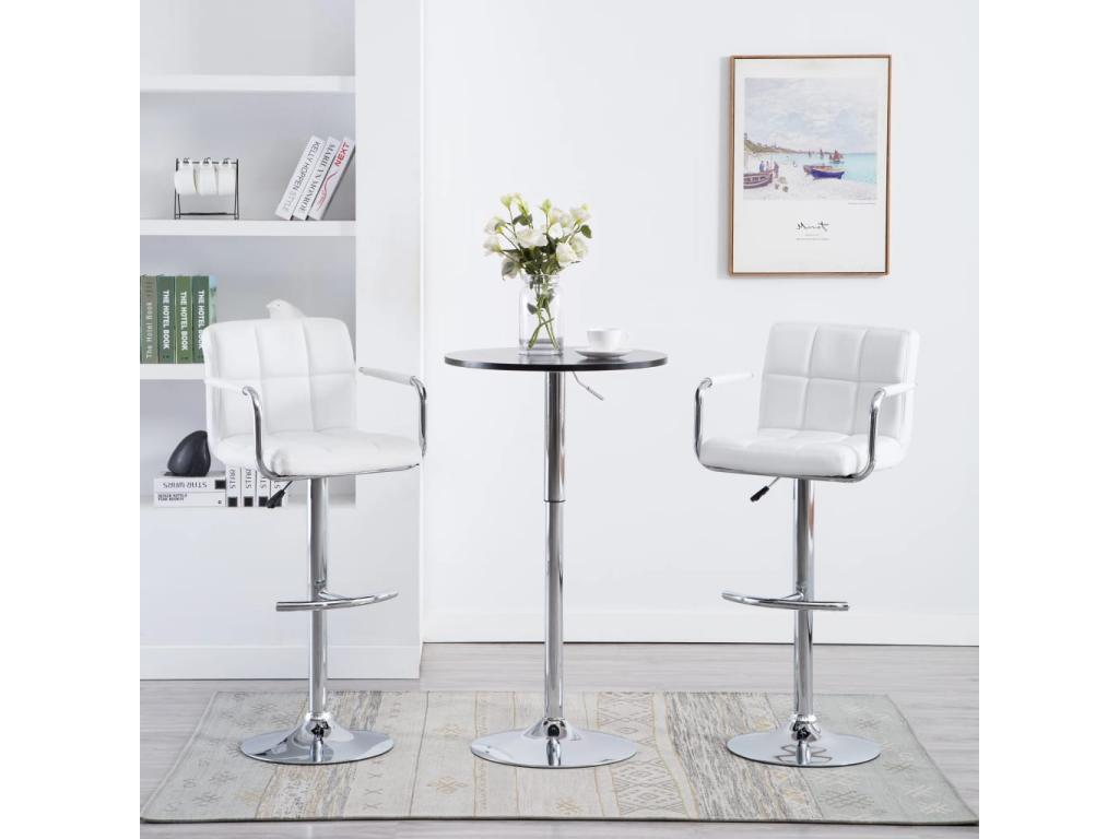 Tabourets de bar lot de 2 blanc similicuir 88767KAPN