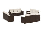 Salon de jardin avec coussins 12 pcs marron résine tressée 67240RAYG