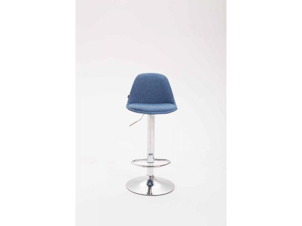 Lot de 2 Tabouret de bar - Tissu / Métal chromé - Bleu - Artvivrestore 86035PKUU