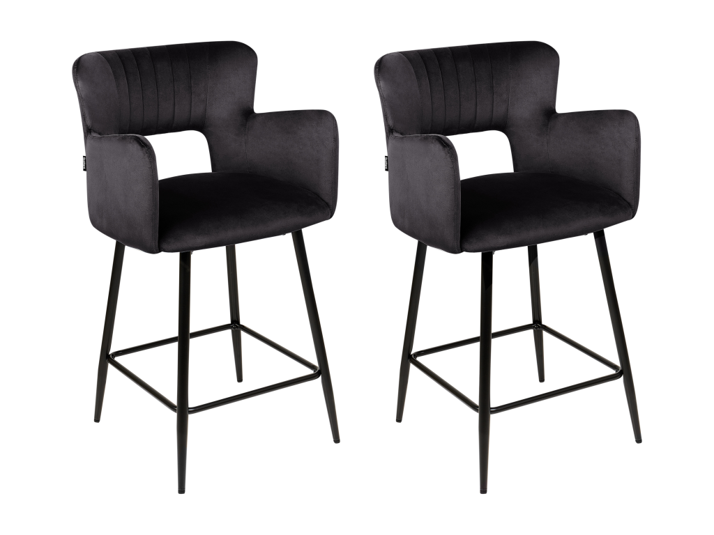 Lot de 2 chaises de bar Calmetop Velours Noir 41949RACA