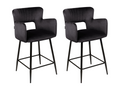 Lot de 2 chaises de bar Calmetop Velours Noir 41949RACA