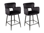 Lot de 2 chaises de bar Calmetop Velours Noir 41949RACA