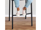 Lot de 2 Tabouret de bar - Tissu / Métal - Crème - Calmetop 09043UQIM