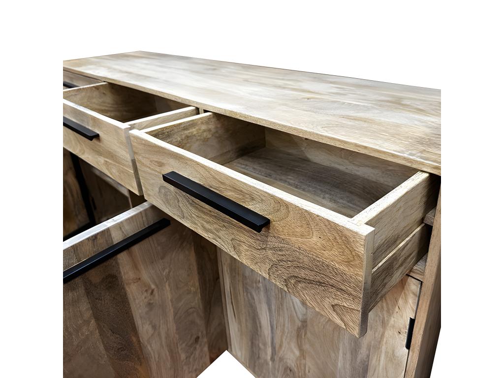 Buffet 3 portes 3 tiroirs manguier et pieds métal 96015SJUJ