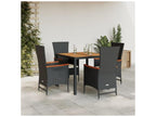 Ensemble à manger de jardin coussins 5pcs Noir Résine tressée 62422EWCX