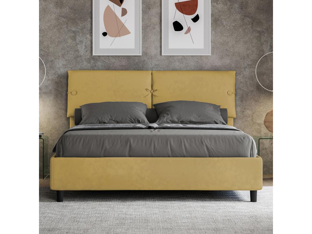 Lit sans sommier rembourré 160x190 microfibre ocre Artvivrestore 21749UXRG