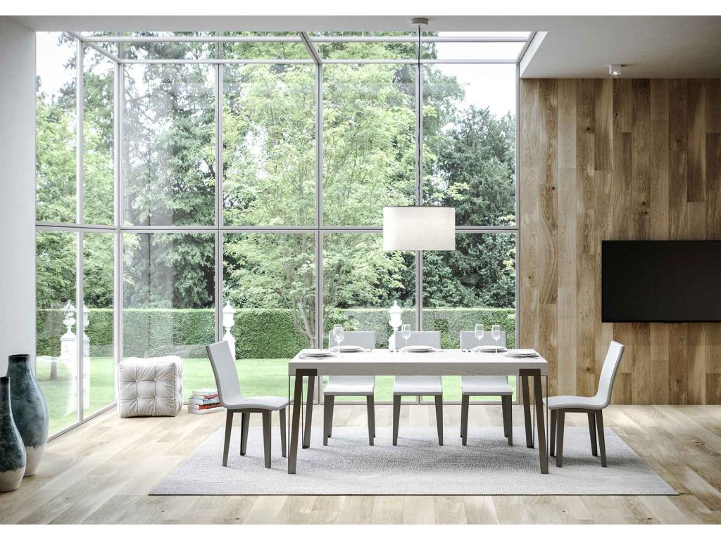 Table extensible 90x180/284 cm Calmetop Frêne Blanc cadre Anthracite 20645XGHL