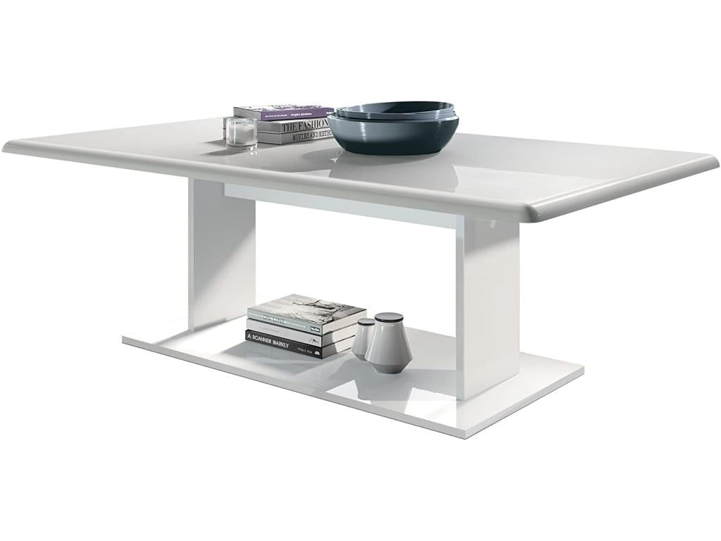 Table de salon table basse en blanc avec plateau de dessus en blanc haute brillance 40x120x70 65714HOXT