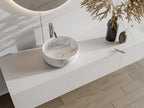 Vasque à poser ronde blanche effet marbre en céramique - 36 cm - Artvivrestore 70601DSIL