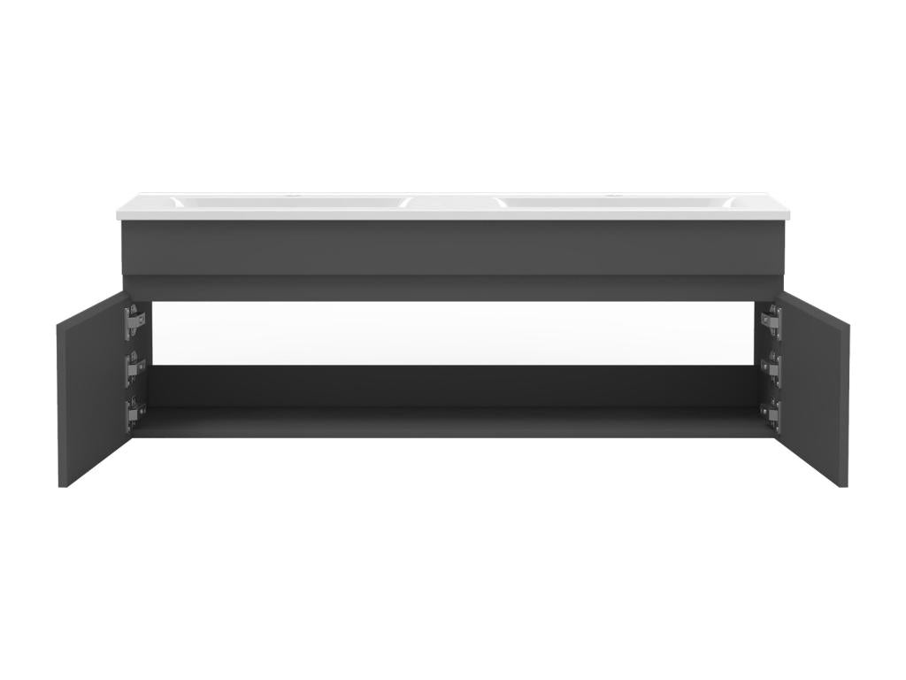 Meuble double vasque 120cm avec miroir 3 couleurs dimmable anthracite 80865EPXG