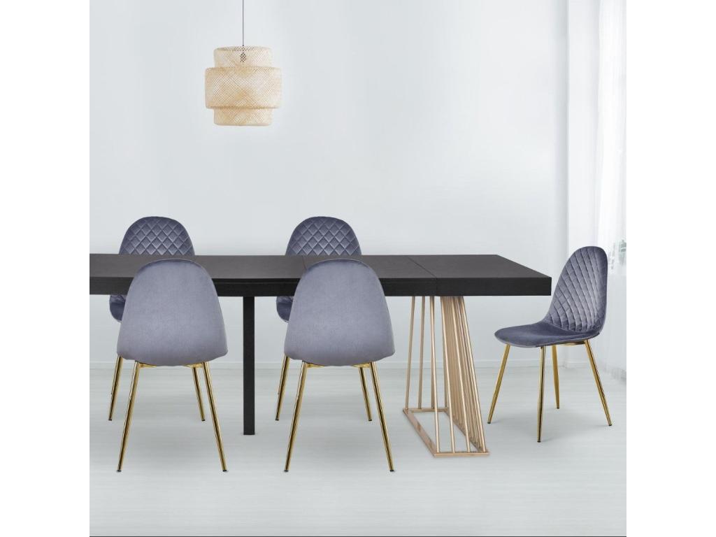 Lot de 4 Chaises en Velours Artvivrestore 87cm Argent 69350TEBC